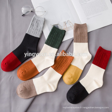 2019 Vente chaude Chaussettes pour femmes en coton doux en cachemire de couleurs assorties de haute qualité